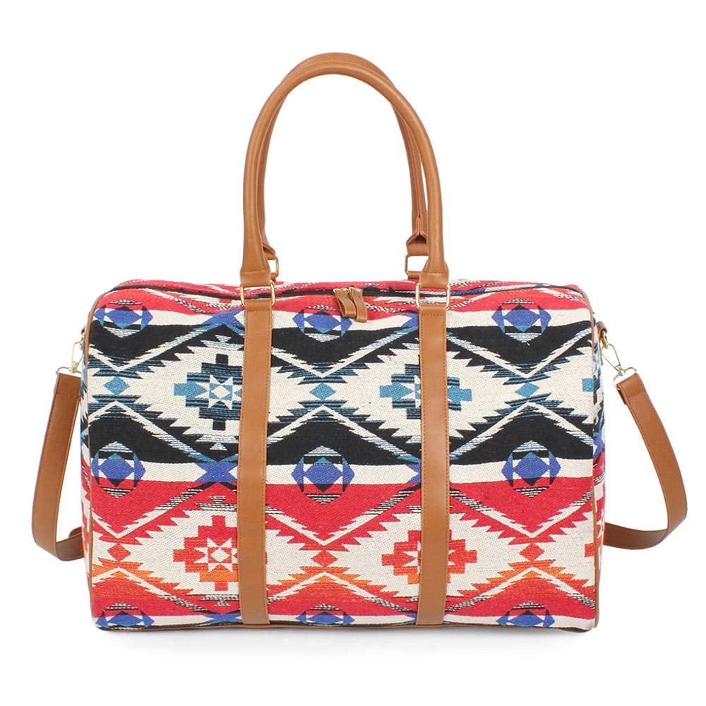 Aztec Patterned Duffle / Tote / Crossbody Bag
: Red