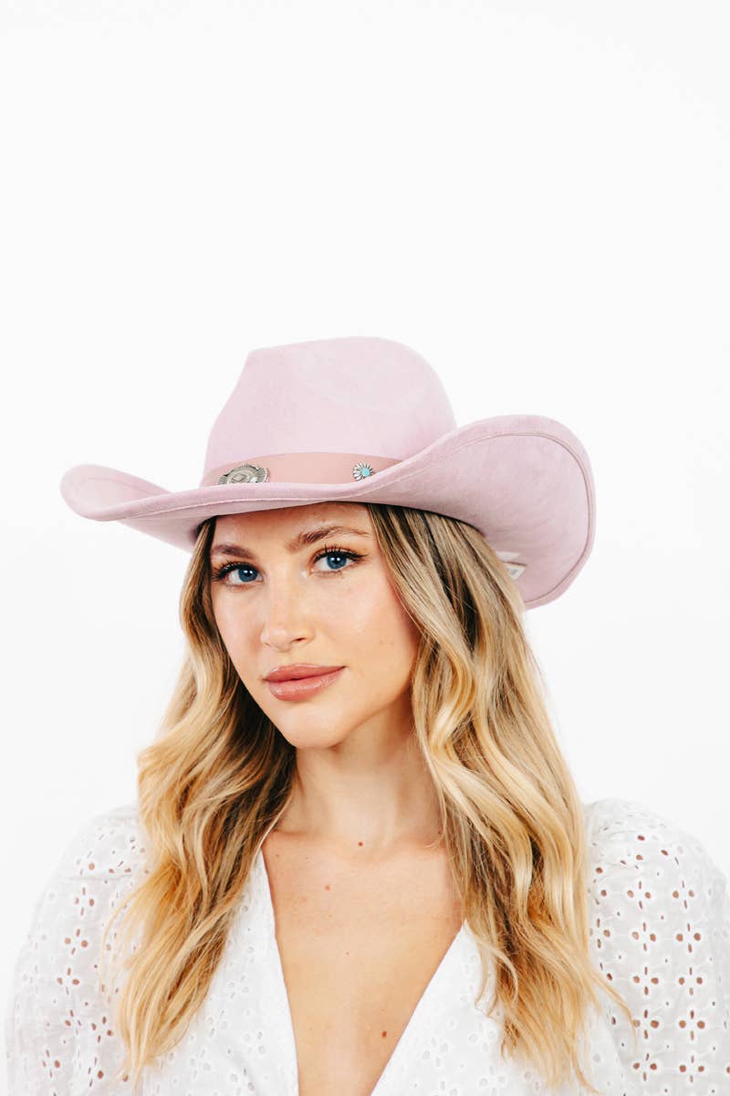 Western Disc Ribbon Strap Cowboy Hat: PK