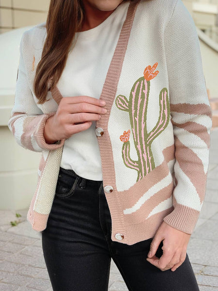Cowgirl Fashion Cactus Sweater Cardigan