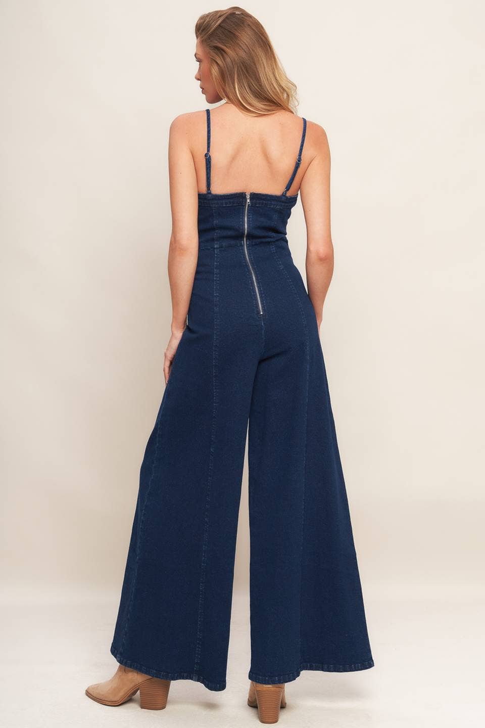 A washed denim jumpsuit - IP9010: DARK INDIGO