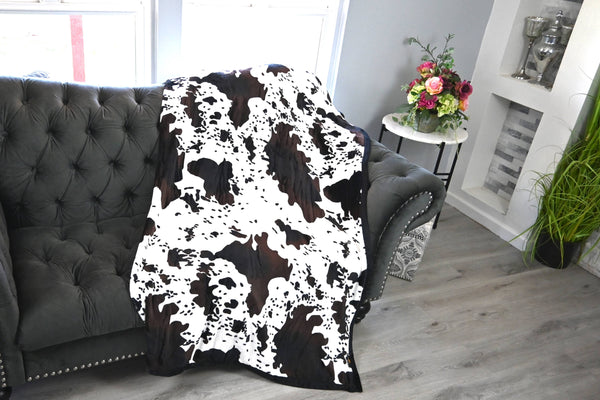 Plush Cow Hide Blanket Full Size Throw