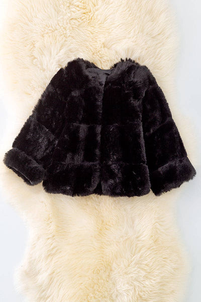 KIDS Black faux fur cozy jacket