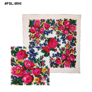FSL-WHI - Metallic Floral Scarf 30’x30”