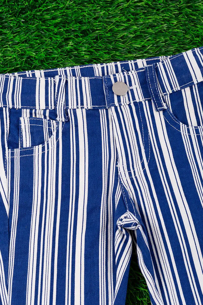 VERTICAL STRIPE ON BLUE BOOTCUT DENIM PANTS. PNG60153002-SOL