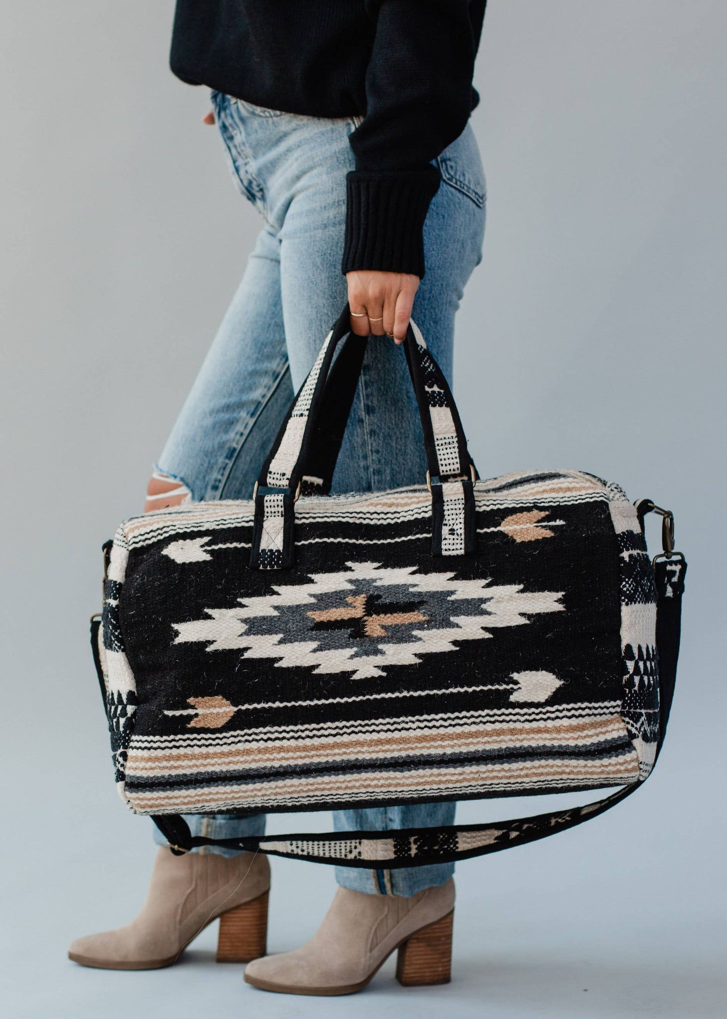 Black, Gray, Brown & Cream Aztec Duffel