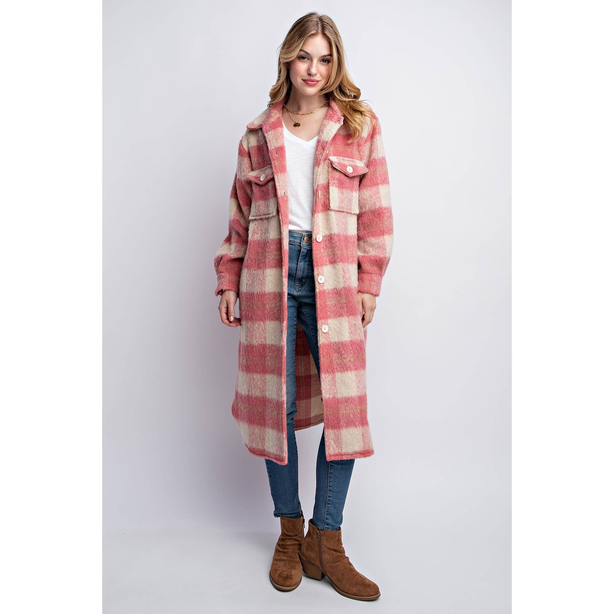 OVERSIZED FLUFFY PLAID JACKET