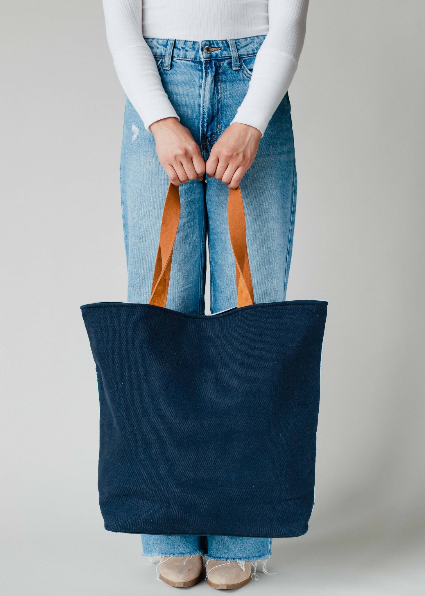 Road Trip Mountain Scene Large Tote