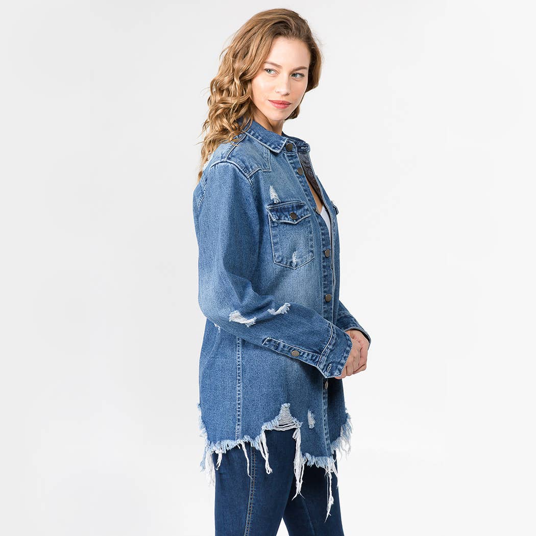 DISTRESSED DENIM SHIRTS JACKET - RJK3447