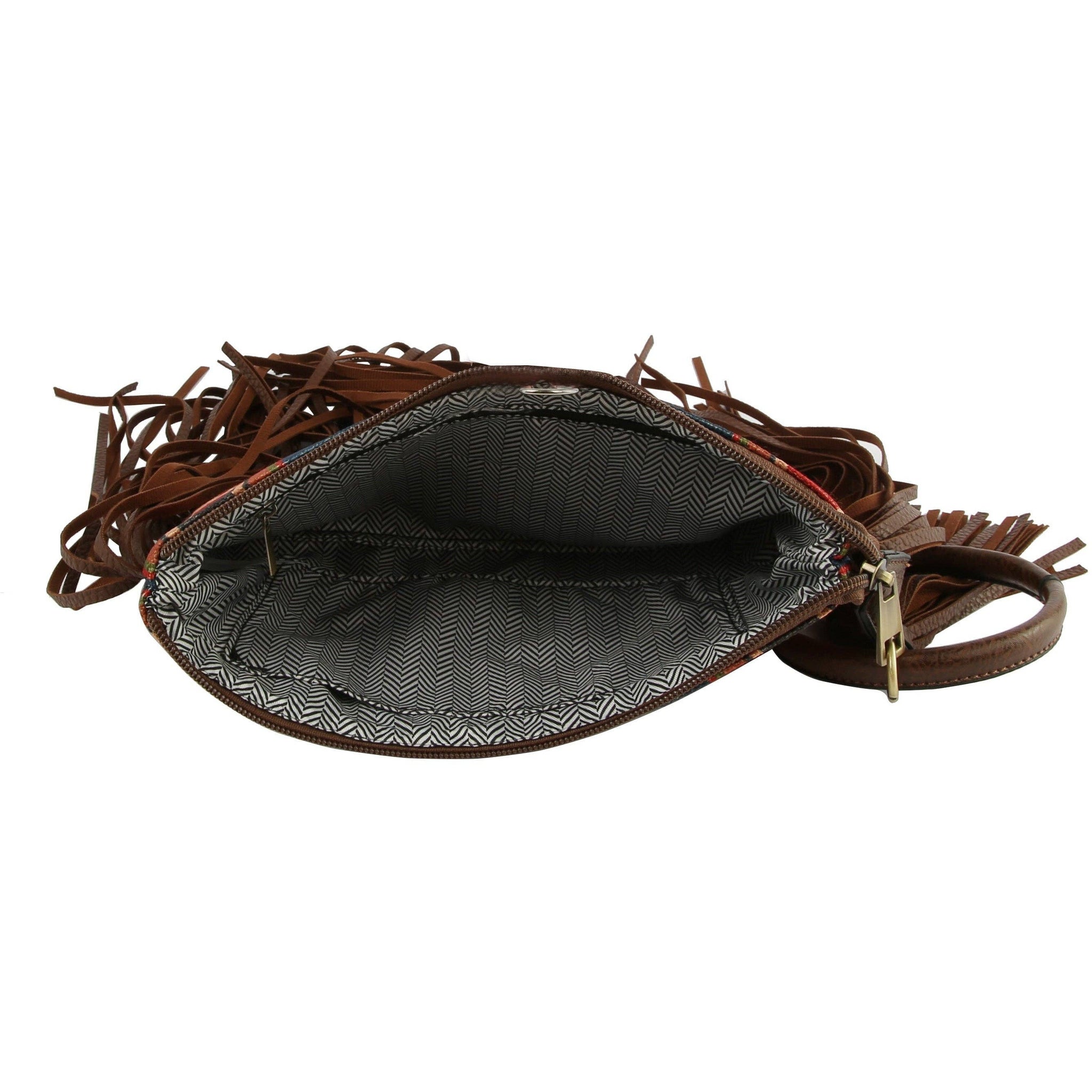 Hippie Tassel Wristlet Women Handbag purse: STONE