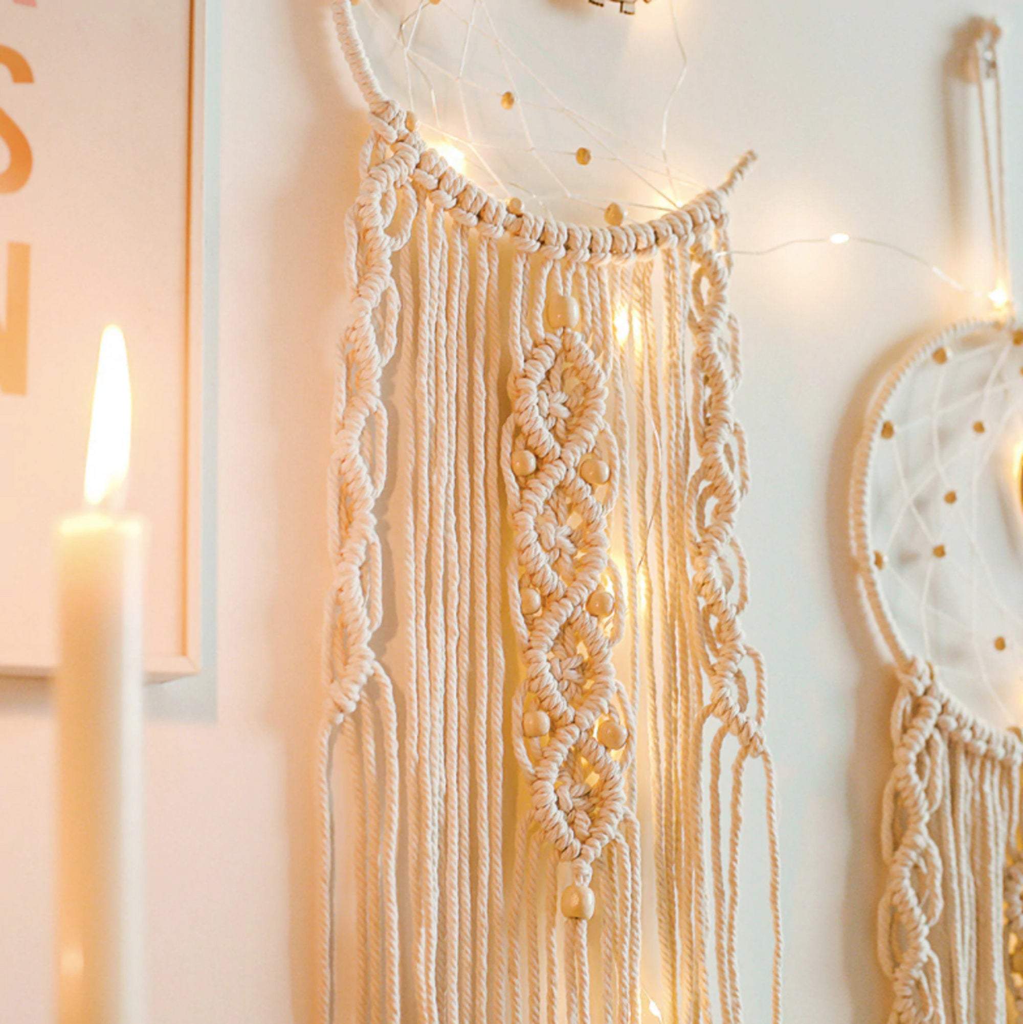 Boho Macrame Woven Moon Star Dreamcatcher: Moon