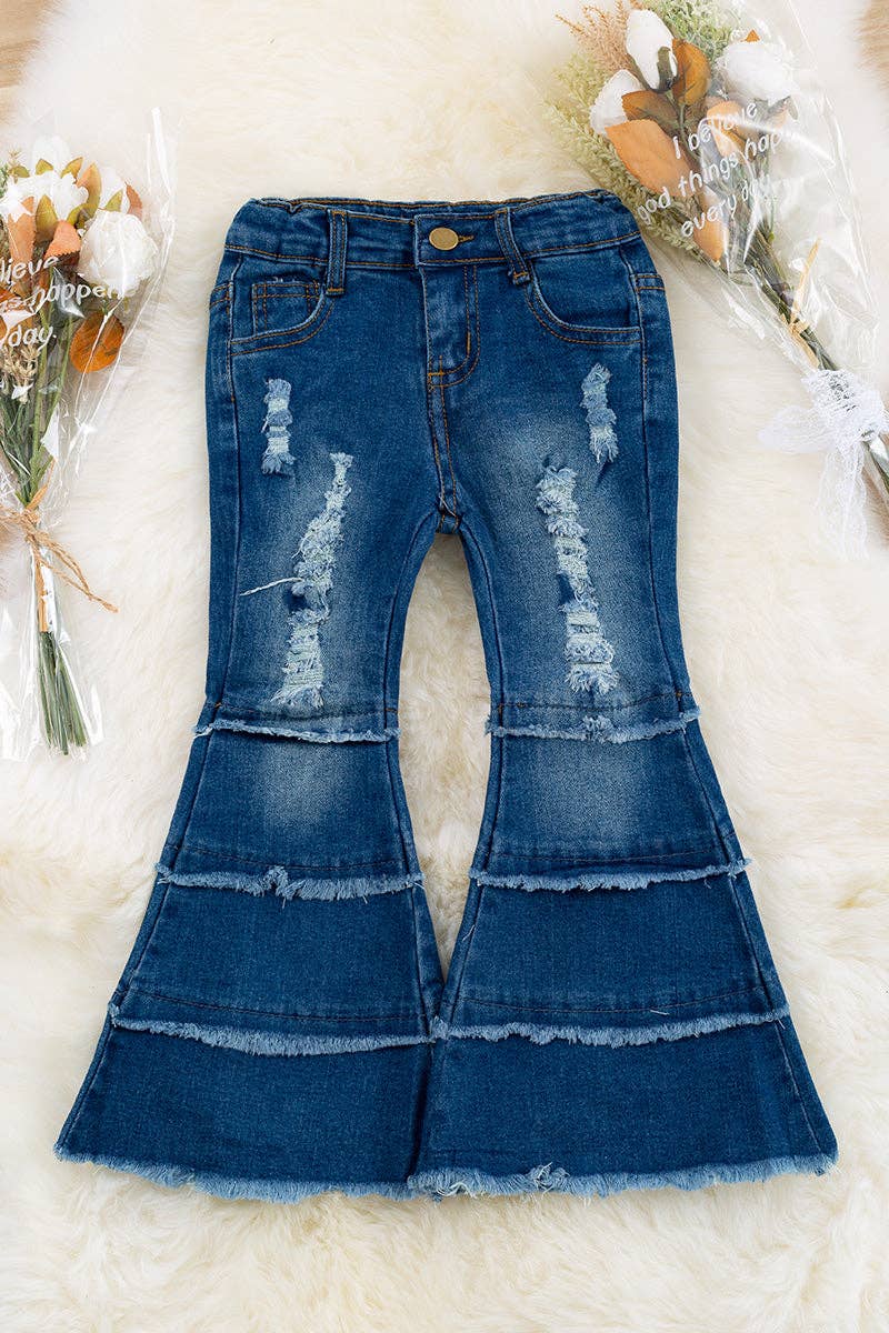 Dark blue distressed denim pants. PNG65153062 SOL: