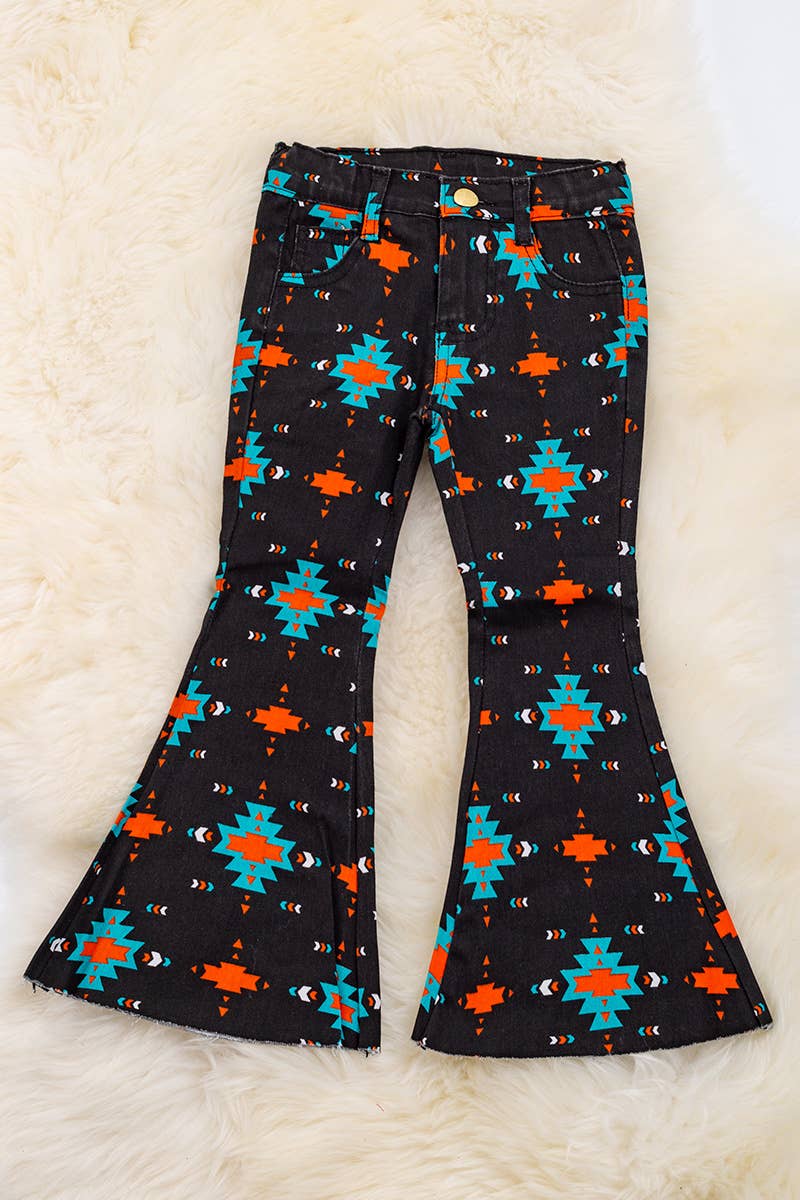 BLACK AZTEC DENIM PANTS. PNG15154001 AMY