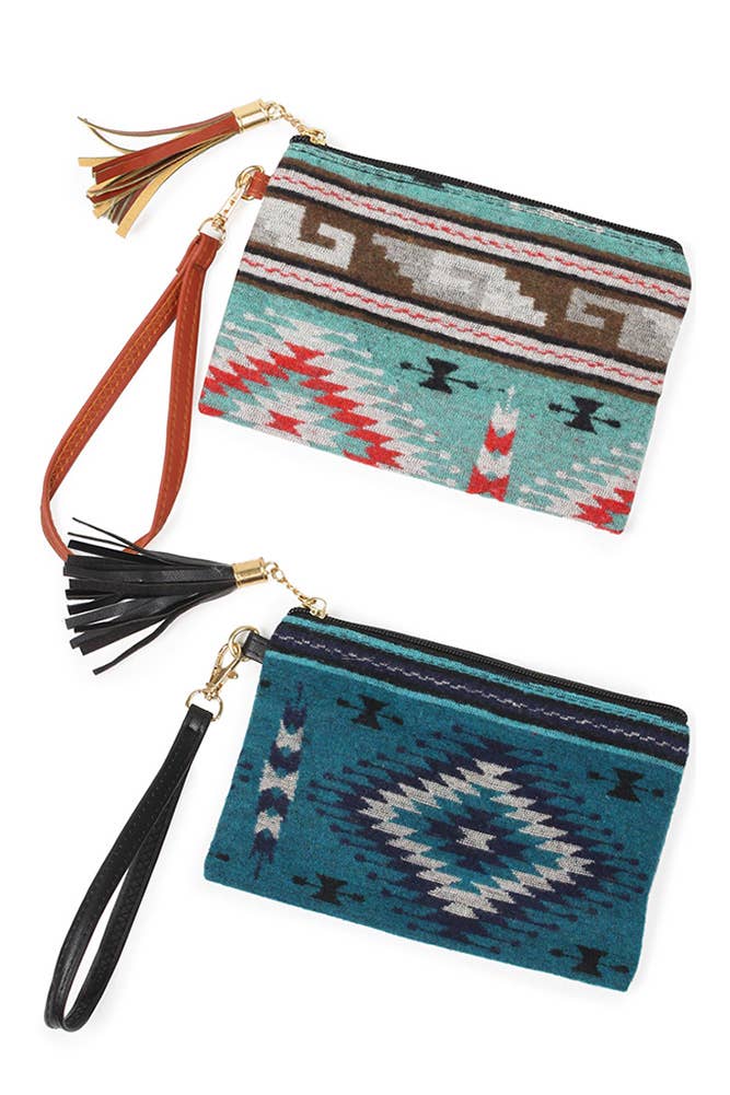 Western Wristlet Pouch Bag: Teal