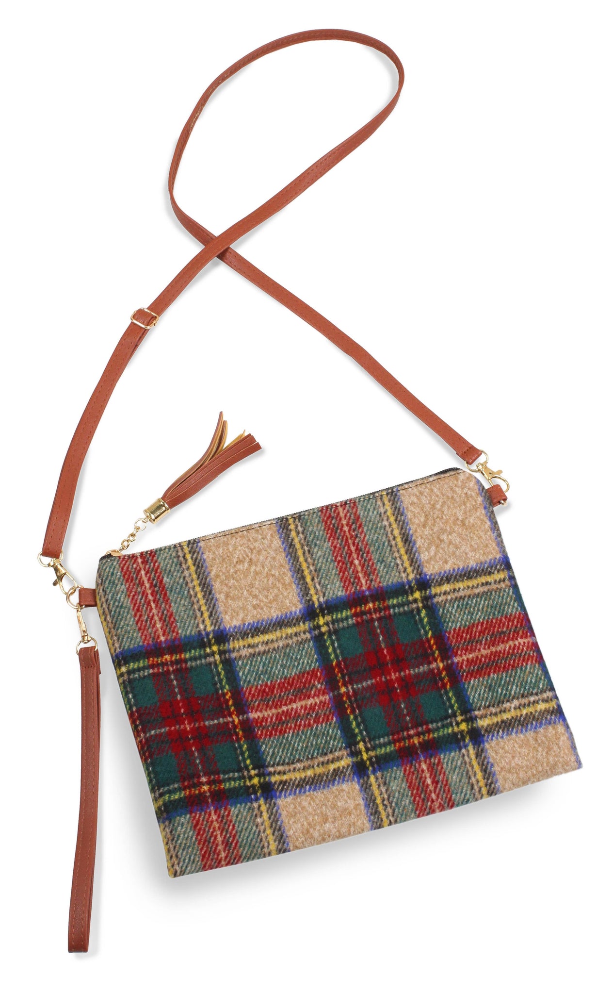 Tartan Plaid Crossbody Clutch Bag