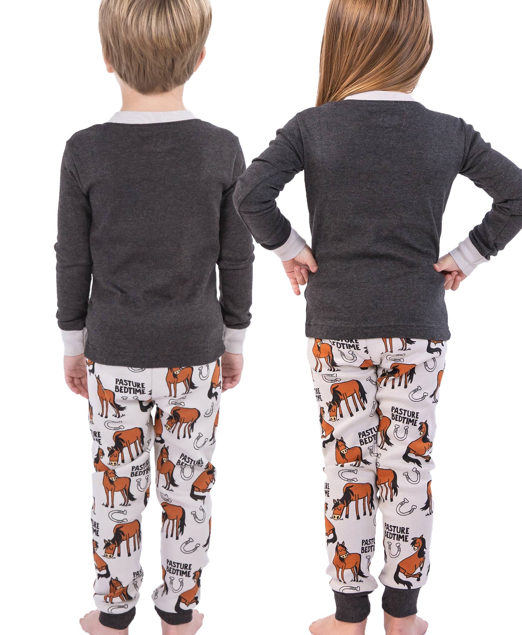 Pasture Bedtime Grey Kid's Long Sleeve Pajama Set:
