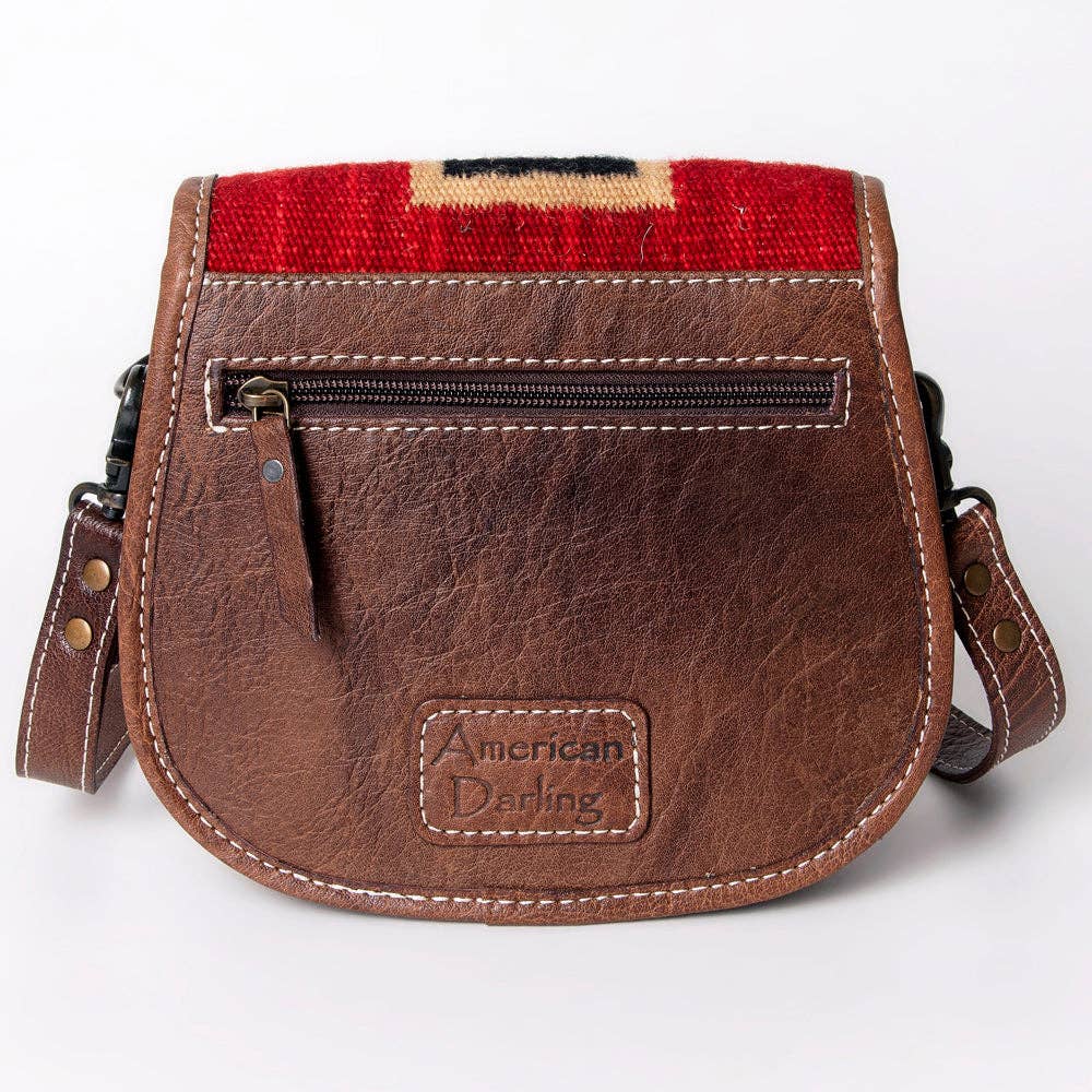ADBG1015 American Darling Handwoven Saddle Blanket Leather Crossbody Bag - Western Flap Purse: ADBG1015B