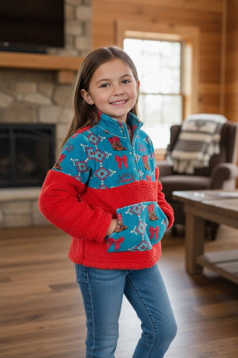 Western printed on red pullover sweater. TPB50689