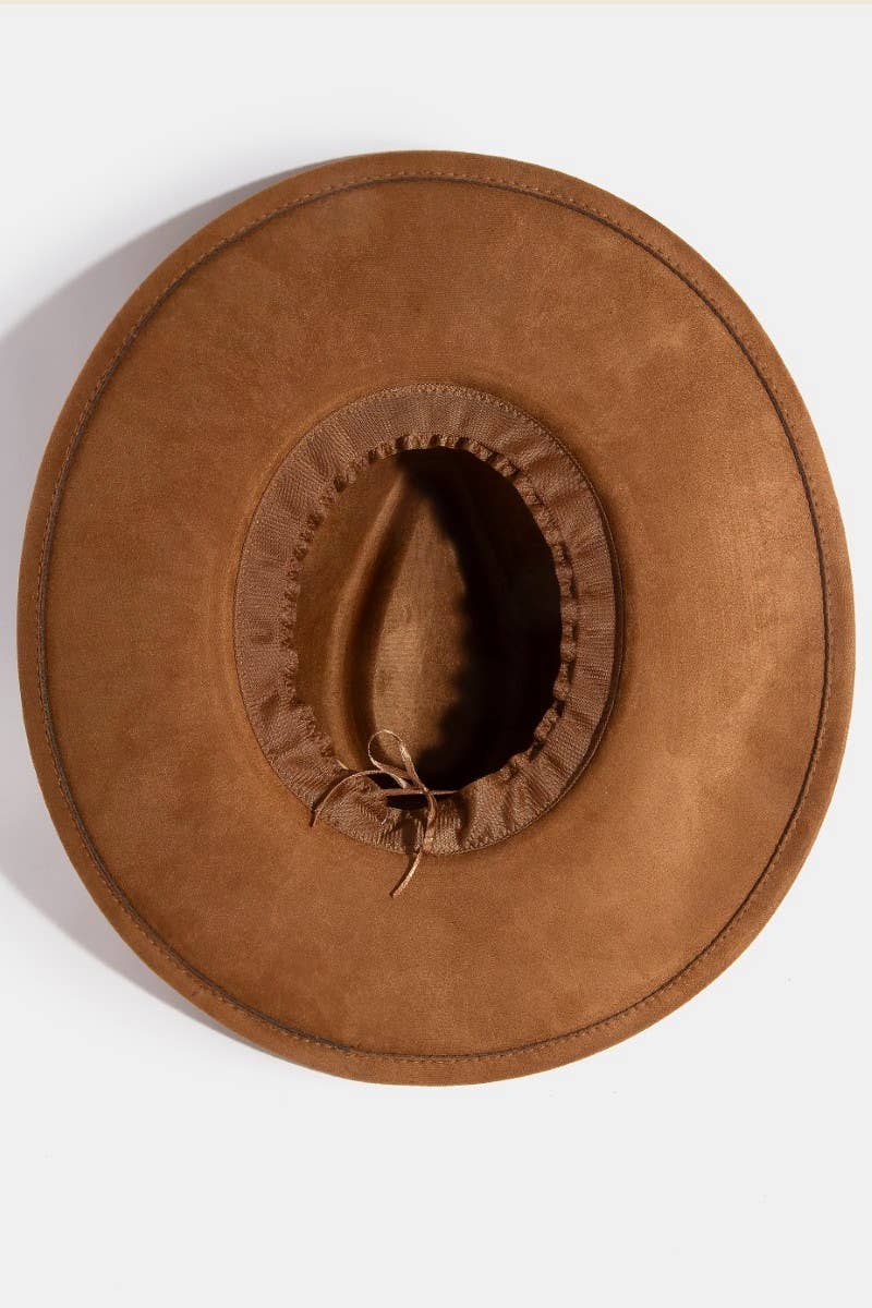 Braided Strap Faux Suede Fedora Hat