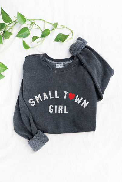 SMALL TOWN GIRL Mineral Graphic Sweatshirt: VINTAGE BLACK