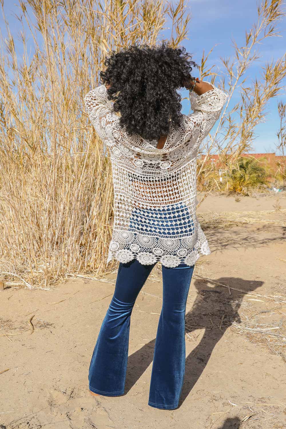 Lace-Up Crochet Tunic: White