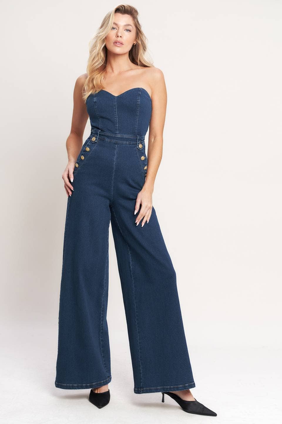 A washed denim jumpsuit - IP9162: MEDIUM INDIGO