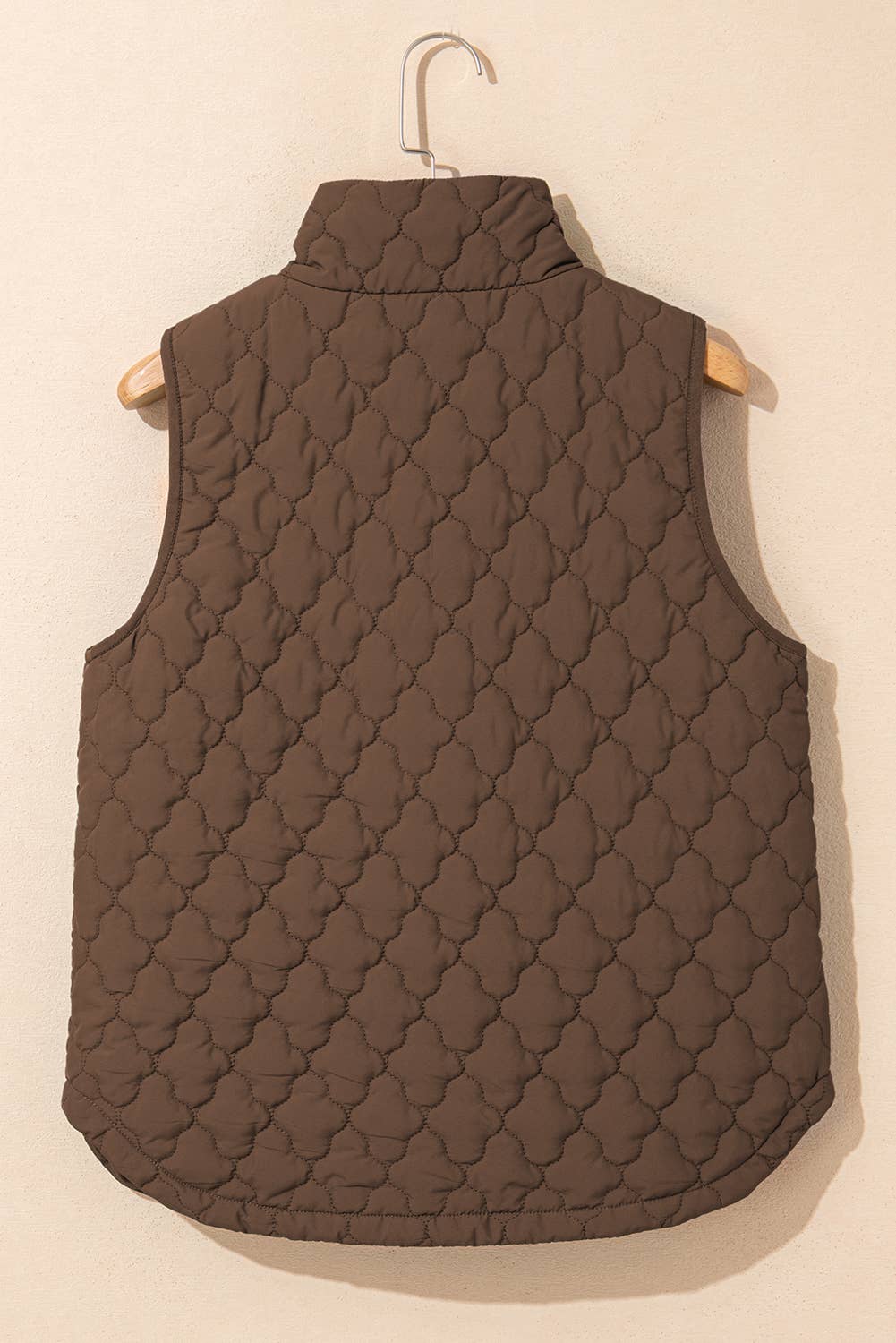 Quilted Botton Down Jacket Vest: Dark Brown
