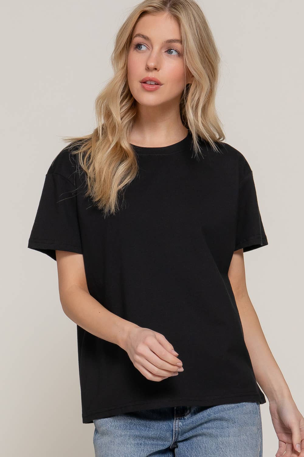 Short Sleeve Round Neck Tee: BLK