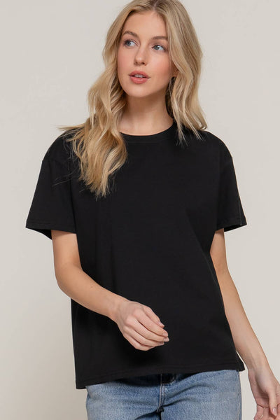 Short Sleeve Round Neck Tee: BLK