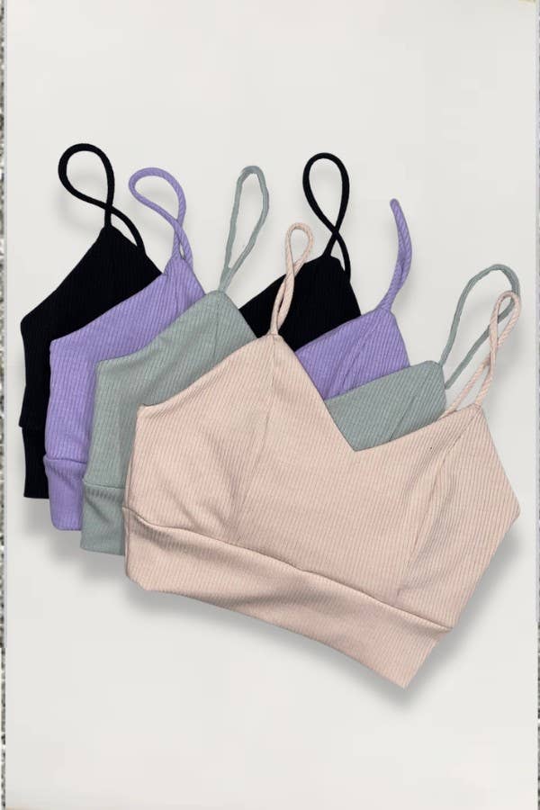 Ribbed V-neck tank crop top2: BLACK