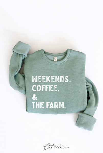 WEEKENDS COFFEE AND THE FARM Graphic Sweatshirt  : DARK H.SAGE