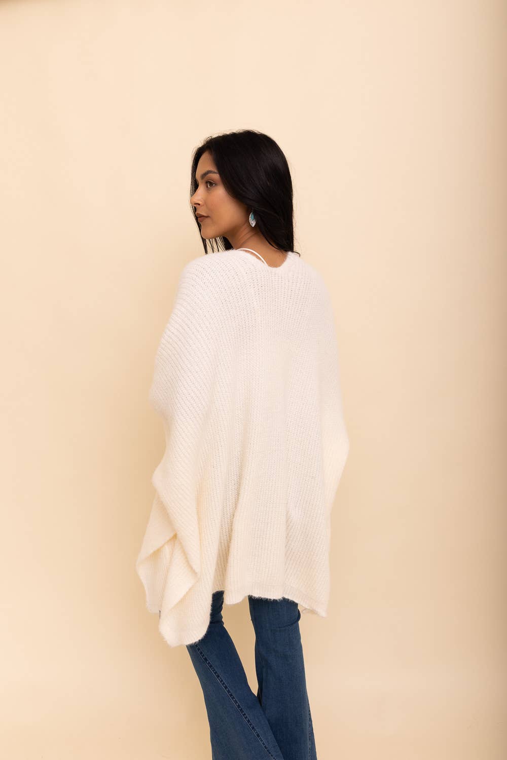 Boucle Cozy Poncho: Ivory