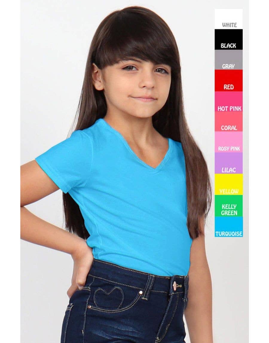 GKT-16811A Girls Softie Knit V-Neck Short Sleeve Solid Tee: Turquoise