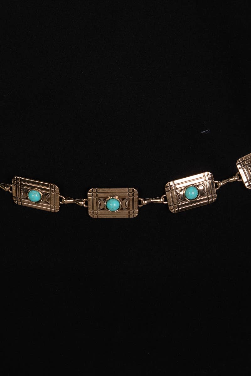 Western Rectangle Concho Chain Belt: G