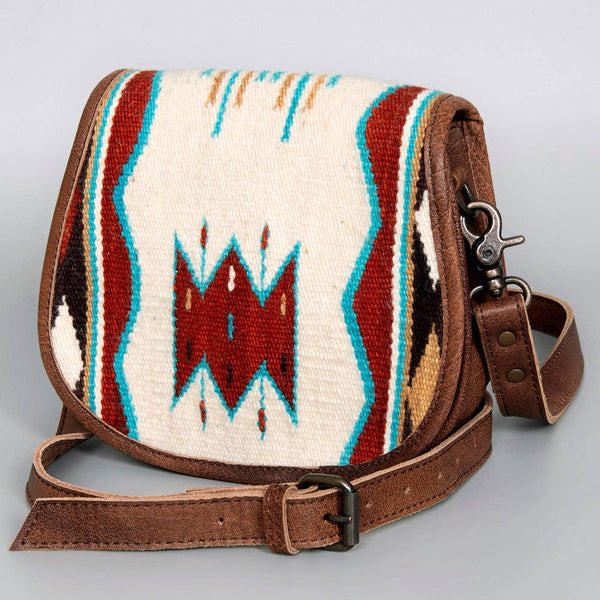 ADBG1015 American Darling Handwoven Saddle Blanket Leather Crossbody Bag - Western Flap Purse: ADBG1015B