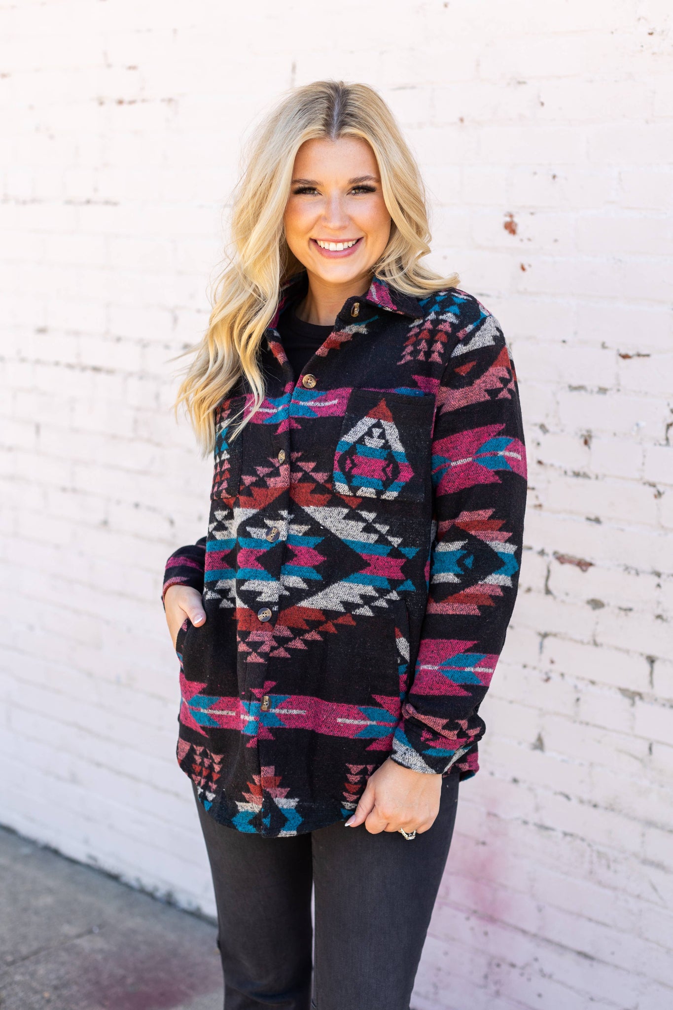 WESTERN AZTEC PATTERN JACKET CARDIGAN
