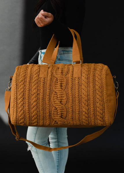 Mustard Cable Knit Duffel