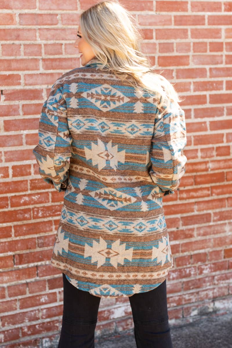 WESTERN AZTEC PATTERN LONG JACKET