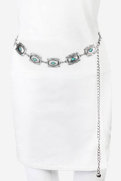 Rectangle Concho Chain Belt: S
