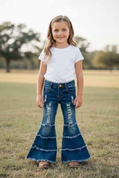 Dark blue distressed denim pants. PNG65153062 SOL: