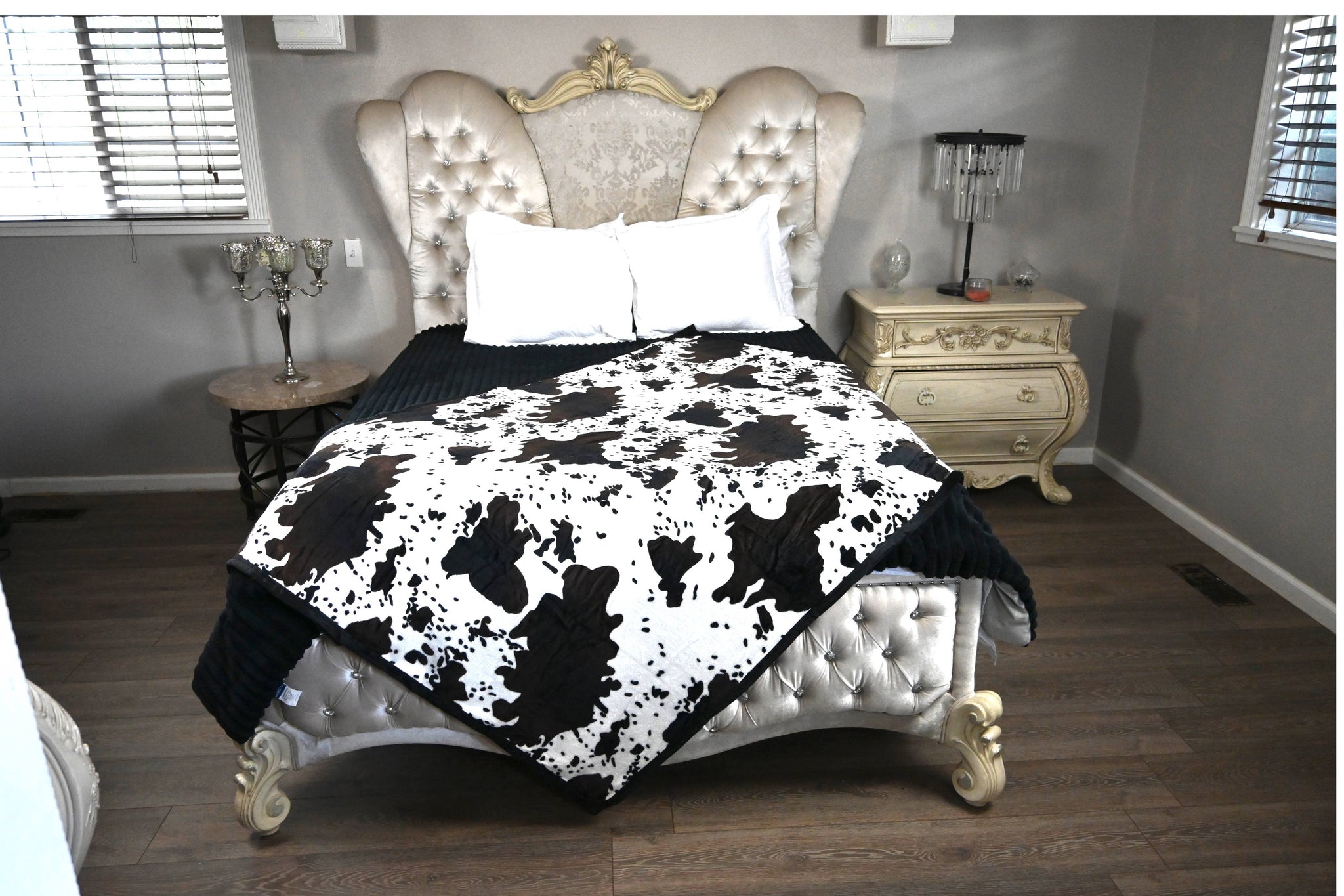 Plush Cow Hide Blanket Full Size Throw