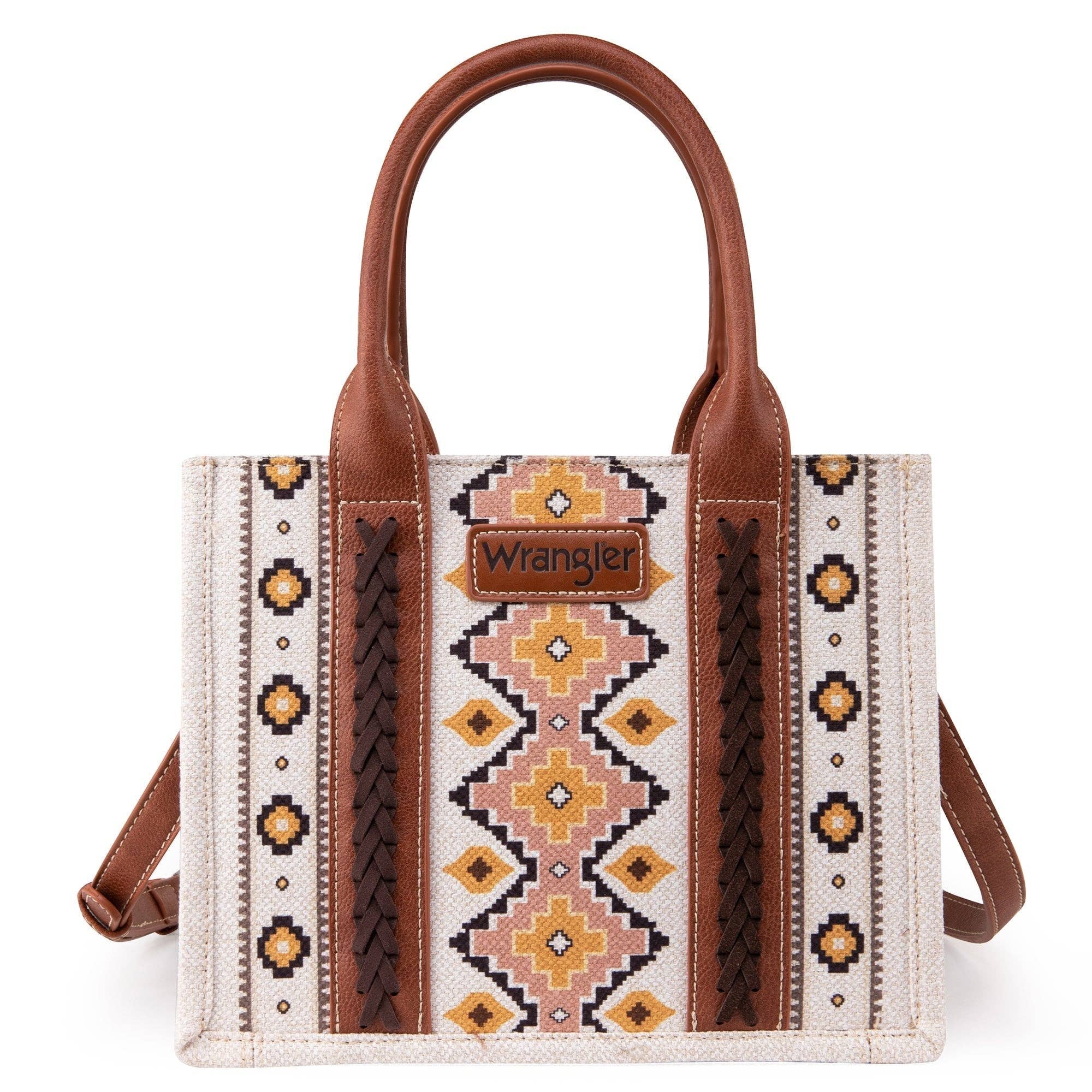 WG2202-8120S  Wrangler Southwestern  Print Small Canvas Tote/Crossbody - Coffee: Coffee