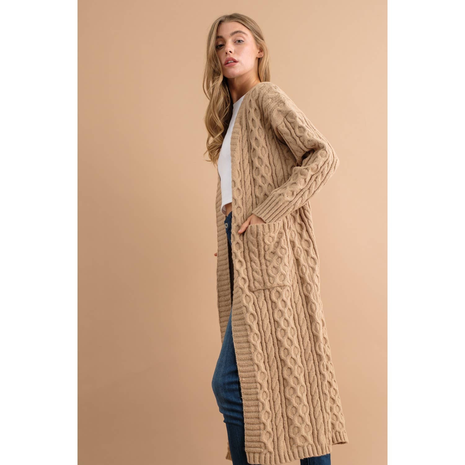 KNIT LONG OPEN CARDIGAN