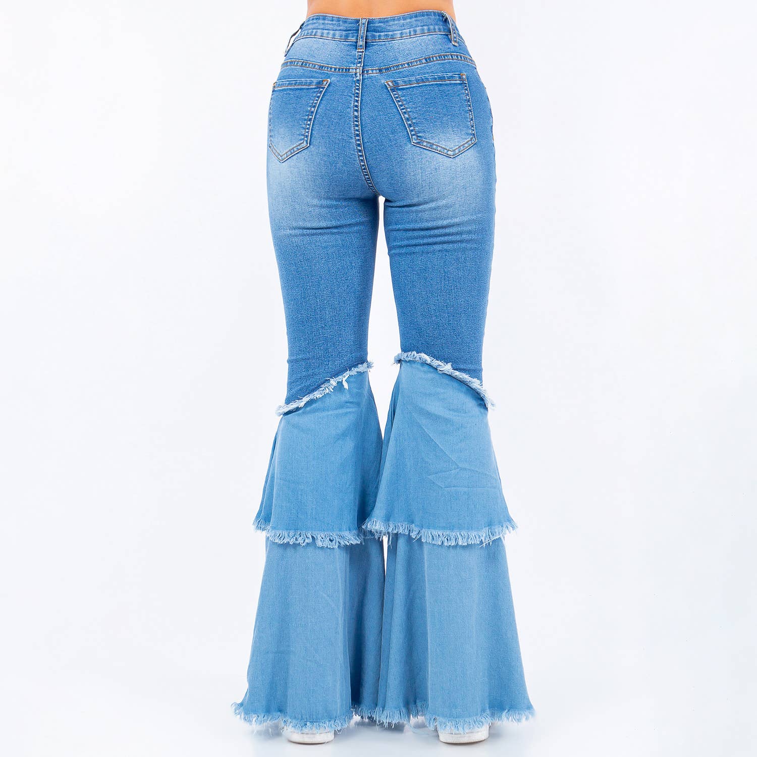 DOUBLE LAYERED FLARE JEANS-RJB20884: