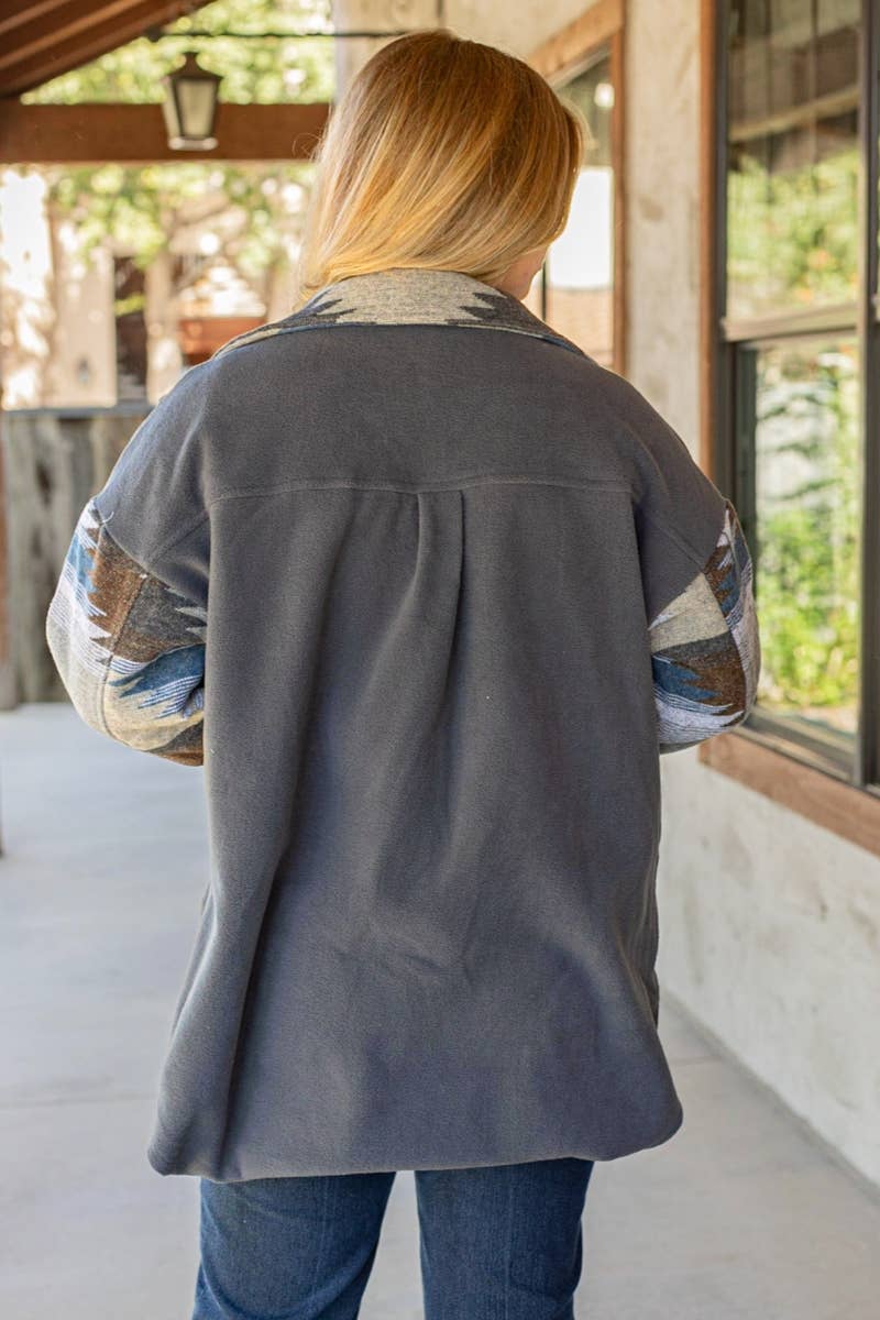 AZTEC PRINT  JACKET GREY