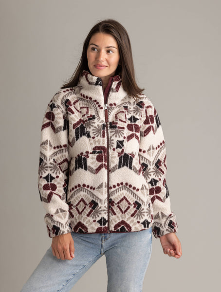Women's Ainsley Full Zip Ultra Plush Sherpa Jacket: White Onyx Folklore