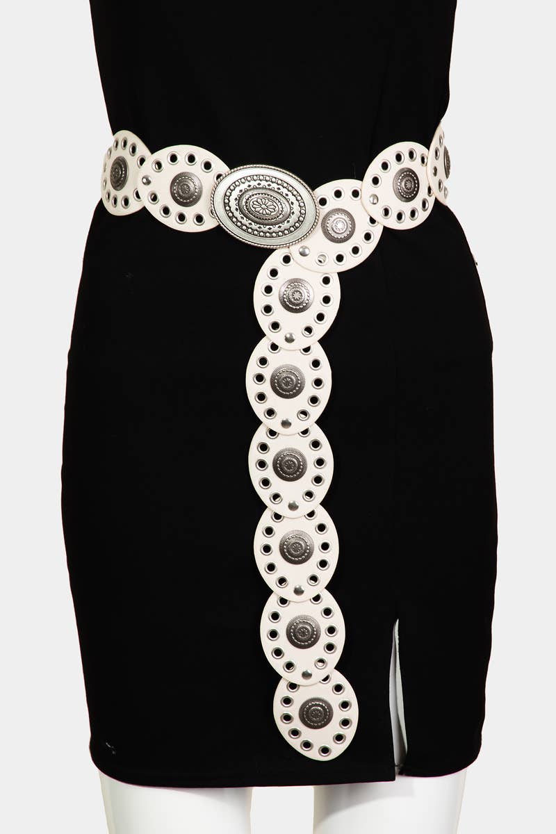 Large Ornate Western Oval Disc Belt: SBK