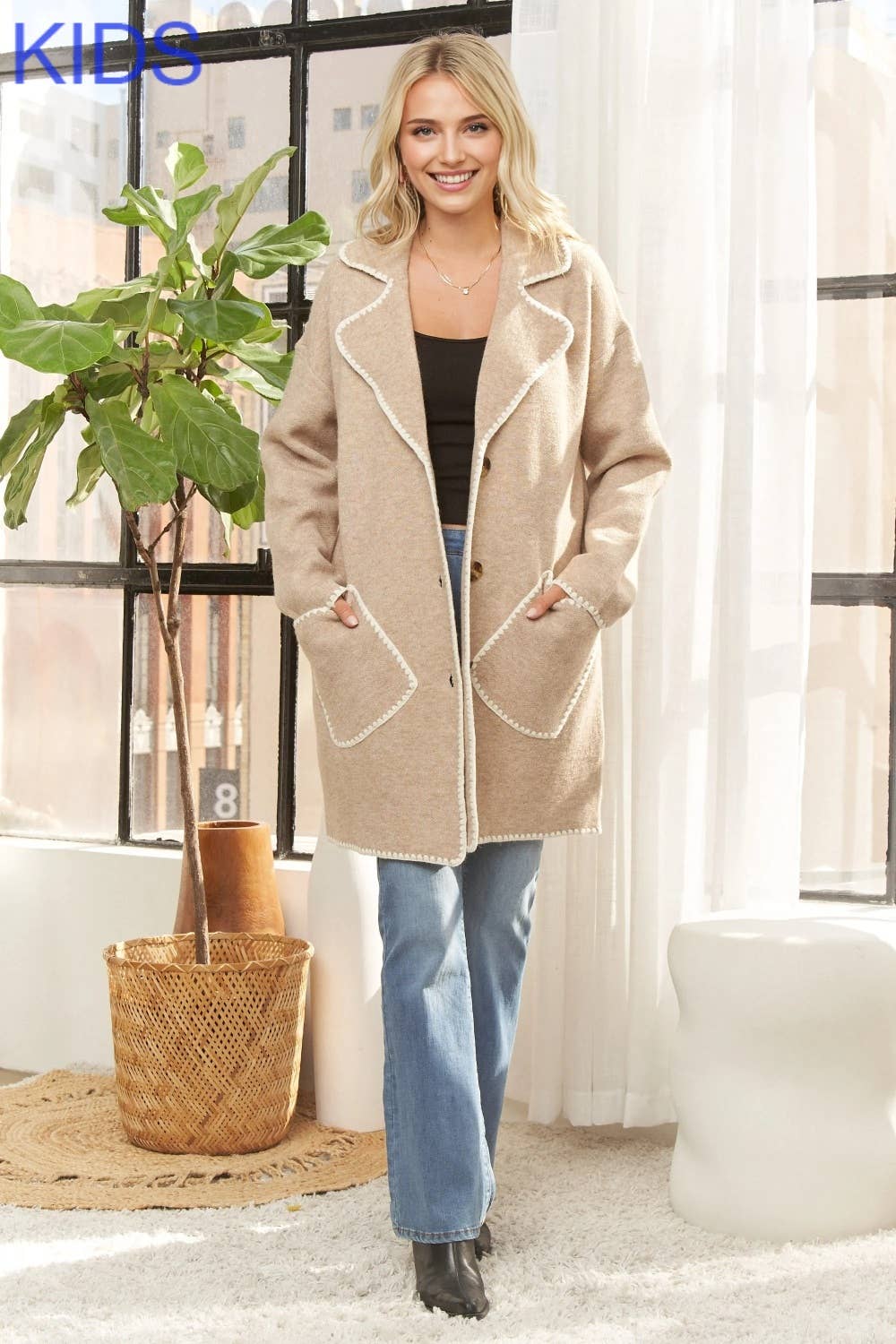 CESW4028-OVERSIZED POCKETS BUTTON DOWN JACKET
