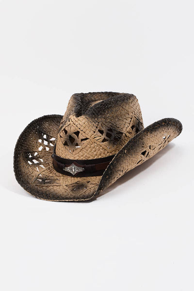 Straw Weave Leather Strap Cowboy Hat
