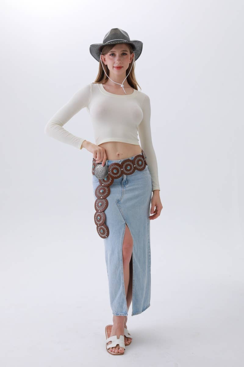 Western Turquoise-Disc Belt – Desert Stone Accent