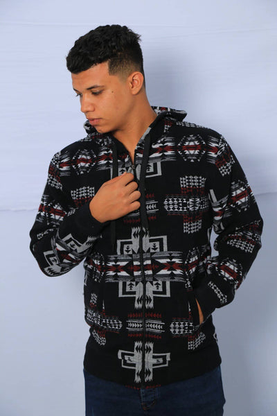 HOD53 - Adult Hoodie Jacket With Southwest quard Designs